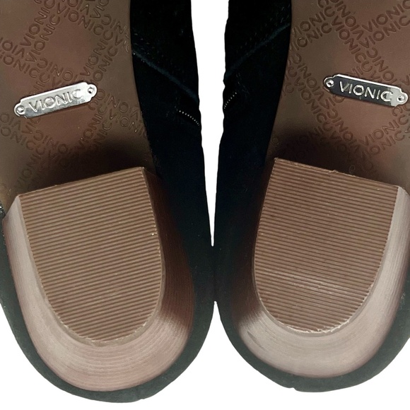 Vionic Women's Chyrssa Black Suede Side Zip Open Toe Booties size 8 - Picture 9 of 12